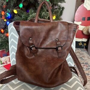 Brown Leather Backpack